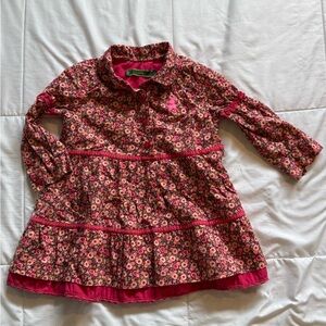 Oilily Multicolor Floral Button-Front Dress with Pink Embroidery